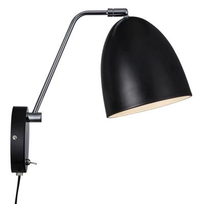Wandlamp met stekker zwart &apos;Alexander 16&apos; Nordlux E27 fitting verstelbaar
