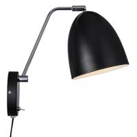 Wandlamp met stekker zwart &apos;Alexander 16&apos; Nordlux E27 fitting verstelbaar