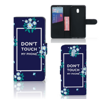 Xiaomi Redmi 8A Portemonnee Hoesje Flowers Blue DTMP - thumbnail