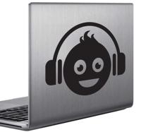 Sticker laptop vrolijke jongen koptelefoon - thumbnail