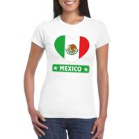 Mexico t-shirt - met hartjes vlag print - wit - dames - korte mouwen - landen supporters