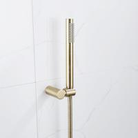 Fortifura Calvi Handdoucheset - 22.5cm - staaf - met houder - anti-twist slang - 150cm - Geborsteld Messing PVD (Goud) SW720570/SW720567/SW706206