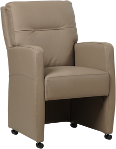 Taupe leren landelijke eetkamerfauteuil Sharp - Hermes Leer Mocca (taupe leer)