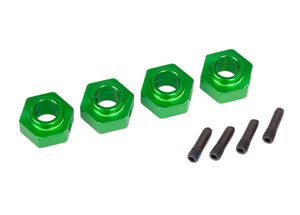 Wheel hubs, 12mm hex, 6061-T6 aluminum (green-anodized) (4)/ screw pin (4) (TRX-8269G)