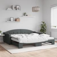 Slaapbank onderschuifbed matrassen 100x200 cm stof donkergroen