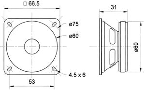 Visaton FRS 7 S - 8 Ohm 2.5 inch 6.5 cm Breedband-luidspreker 8 W 8 Ω Zwart