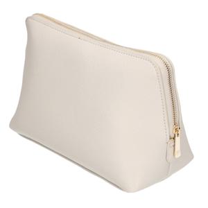 Luxe toilettas/make-up tas met rits - beige - 25 x 16 cm - Reis toilettassen/make-up etui