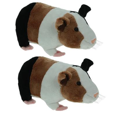 Cornelissen Pluche knuffel dier - Set van 2x stuks - Cavia - bruin/wit - van 20 cm - Speelgoed huisd