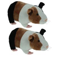 Cornelissen Pluche knuffel dier - Set van 2x stuks - Cavia - bruin/wit - van 20 cm - Speelgoed huisd