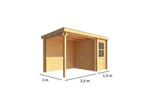 Blokhut met overkapping Els 400 cm bij 200 cm diep Lessenaarsdak - Warentuin collection