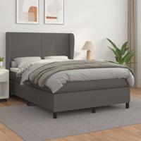 Boxspring met matras kunstleer grijs 140x190 cm