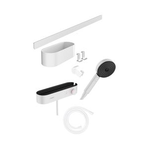 Bundelset Handdouche HansGrohe WallStoris Thermostaat Glijstang en Opbergset Mat Wit