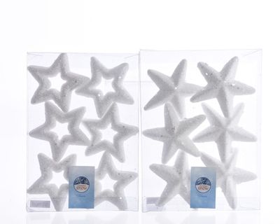 Ster foam glitter d8 cm zilver 6st - Decoris
