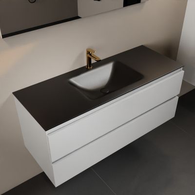 Mondiaz Aivy 120 cm badmeubelset talc - met wastafel urban 1 kraangat midden
