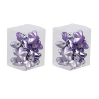 24x stuks glazen sterren kersthangers amethyst paars 4 cm mat/glans - Kersthangers - thumbnail