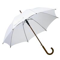 Grote paraplu met houten handvat - wit scherm - D103 cm - volwassenen - polyester