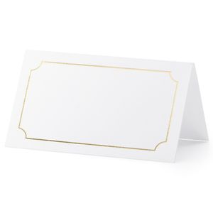 Naamkaartjes/plaatskaartjes Lijstje - Bruiloft - wit/goud - 10x stuks - 10 x 6 cm