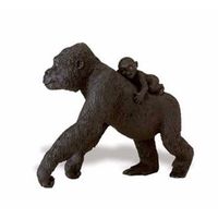 Plastic speelgoed figuur laagland gorilla  met baby 11 cm   - - thumbnail
