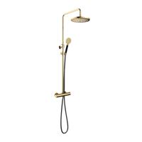 Hotbath Cobber Opbouw Regendoucheset Met Thermostaatkraan Met 30cm Ronde Hoofddouche en Ronde Handdouche Gepolijst Messing