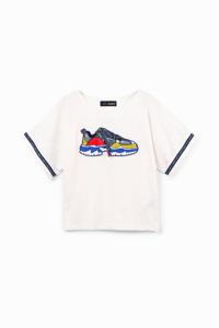 T-shirt met optische illusie en sneaker - WHITE - 5/6
