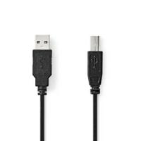 Nedis USB-Kabel | USB 2.0 | USB-A Male | USB-B Male | 10 W | 480 Mbps | Vernikkeld | 1.00 m | Rond | PVC | Zwart | Label - CCGL60100BK10