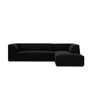 Windsor & Co Sao Hoekbank met Chaise Longue Rechts - 4-zits - Velvet - Zwart