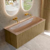 Badmeubel Mondiaz Kurve-Dlux | 120 cm | Meubelkleur Dusk | Wastafelkleur Saba | Solid surface | Wasbak midden spoelbak | Zonder kraangat(en)