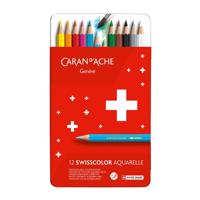 Kleurpotloden Caran d&apos;Ache Swisscolor aquarel 12 stuks assorti