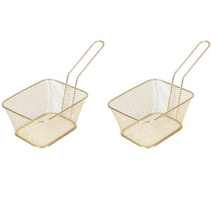 6x Gouden patat/snack serveermandjes/frituurmandjes 24 cm