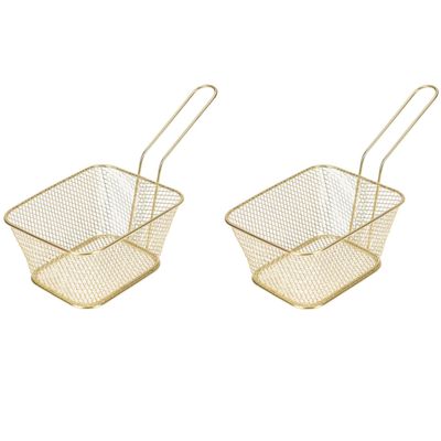 6x Gouden patat/snack serveermandjes/frituurmandjes 24 cm