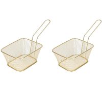 6x Gouden patat/snack serveermandjes/frituurmandjes 24 cm