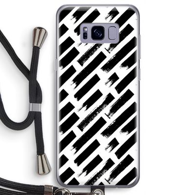 Zwarte vegen: Samsung Galaxy S8 Transparant Hoesje met koord