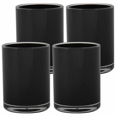 Drinkbeker/limonadebeker - 4x - kunststof - zwart - 440 ml - luxe design Drinkbeker/limonadebeker - 4x - kunststof - zwart - 440 ml - luxe design