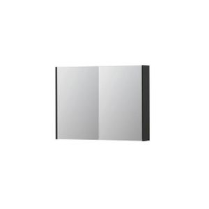 INK SPK2 Spiegelkast - 100x14x74cm - 2 deuren - dubbelzijdige Spiegel - schakelaar en stopcontact - MDF lak antraciet mat 1105302
