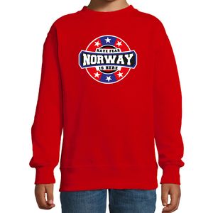 Have fear Norway is here / Noorwegen supporter sweater rood voor kids