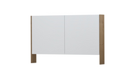INK SPK3 spiegelkast met 2 dubbel gespiegelde deuren, open planchet, stopcontact en schakelaar 120 x 14 x 74 cm, fineer ash grey
