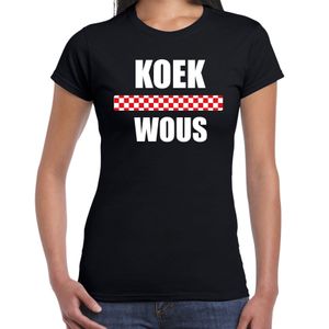 Koek wous met vlag Brabant t-shirts Brabants dialect zwart voor dames