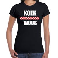 Koek wous met vlag Brabant t-shirts Brabants dialect zwart voor dames - thumbnail