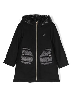 Herno Kids manteau à capuche à plaque logo - Noir