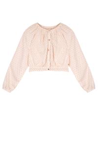 NoNo Zomer blouse meisjes Ivoor wit - AOP hartjes - cropped - Tomas