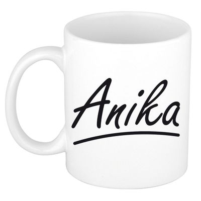 Naam cadeau mok / beker Anika met sierlijke letters 300 ml