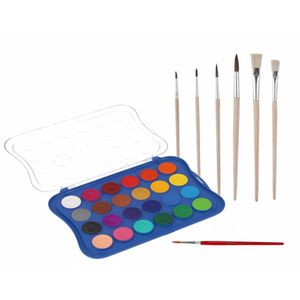 Hobby waterverf/aquarelverf 24 kleuren met 7x stuks penselen