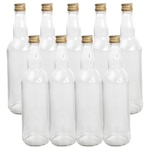 HI DIY glazen - 9 st - cadeau/decoratie flesjes 700 ml - met dop 8 x 27 cm