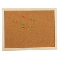 Prikbord/memobord - naturel kurk - 40 x 30 cm - houten rand - kantoor - thuis