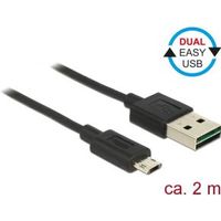 Delock 83850 Kabel EASY-USB 2.0 Type-A male > EASY-USB 2.0 Type Micro-B male 2 m zwart