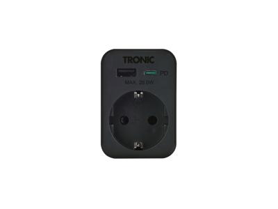 TRONIC Stopcontact adapter met USB-aansluitingen (Zwart)