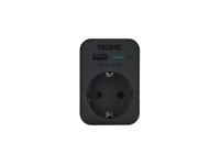 TRONIC Stopcontact adapter met USB-aansluitingen (Zwart)