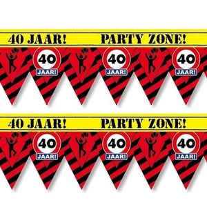 2x 40 jaar party tape/markeerlinten waarschuwing 12 m versiering