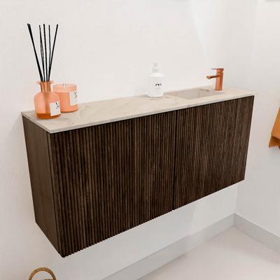 Toiletmeubel Mondiaz Joya Dlux | 90 cm | Meubelkleur Walnut | Faye wastafel Frappe Wasbak Rechts | 1 kraangat