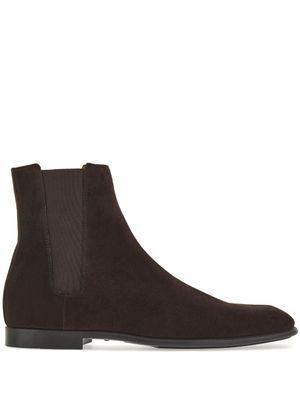 Ferragamo bottines chelsea en cuir - Marron